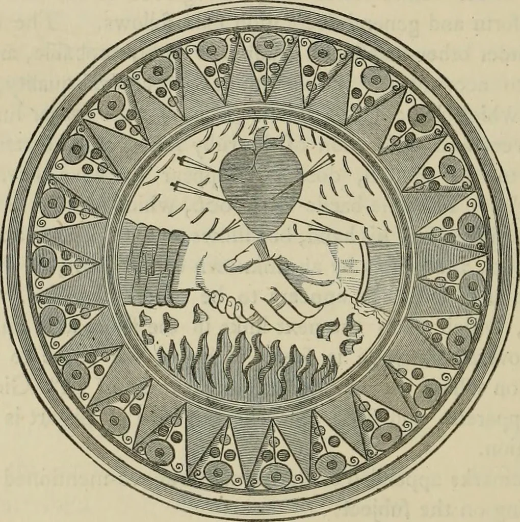An illustration from A descriptive catalogue of the maiolica, Hispano-Moresco, Persian, Damascus, and Rhodian wares in the South Kensington Museum : with historical notes, marks, & monograms, 1873, leaf 406