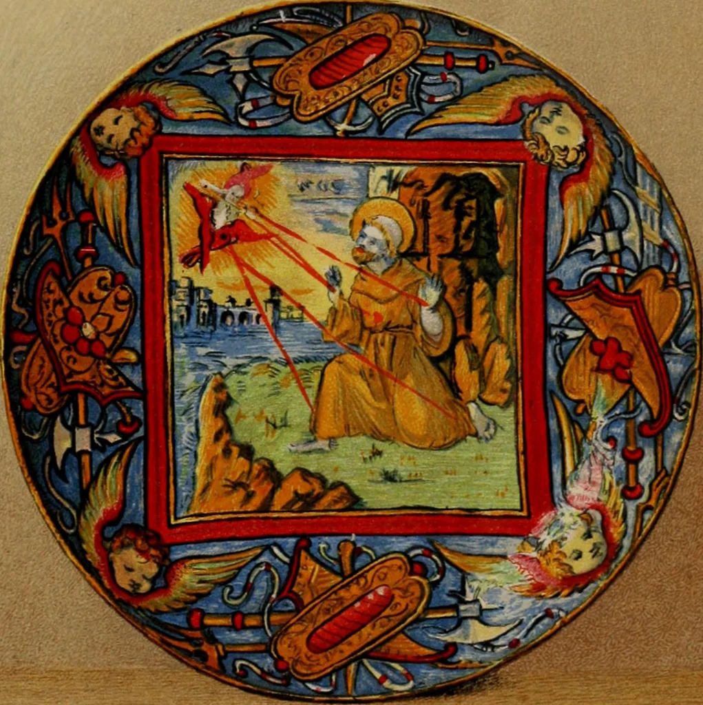 An illustration from A descriptive catalogue of the maiolica, Hispano-Moresco, Persian, Damascus, and Rhodian wares in the South Kensington Museum : with historical notes, marks, & monograms, 1873, leaf 413