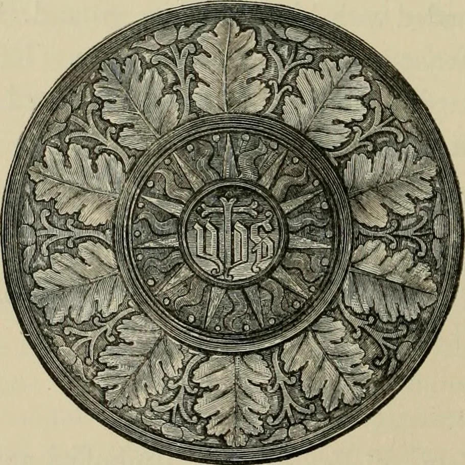 An illustration from A descriptive catalogue of the maiolica, Hispano-Moresco, Persian, Damascus, and Rhodian wares in the South Kensington Museum : with historical notes, marks, & monograms, 1873, leaf 438