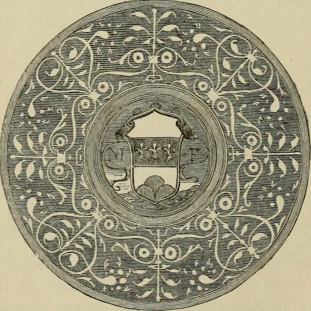 An illustration from A descriptive catalogue of the maiolica, Hispano-Moresco, Persian, Damascus, and Rhodian wares in the South Kensington Museum : with historical notes, marks, & monograms, 1873, leaf 442