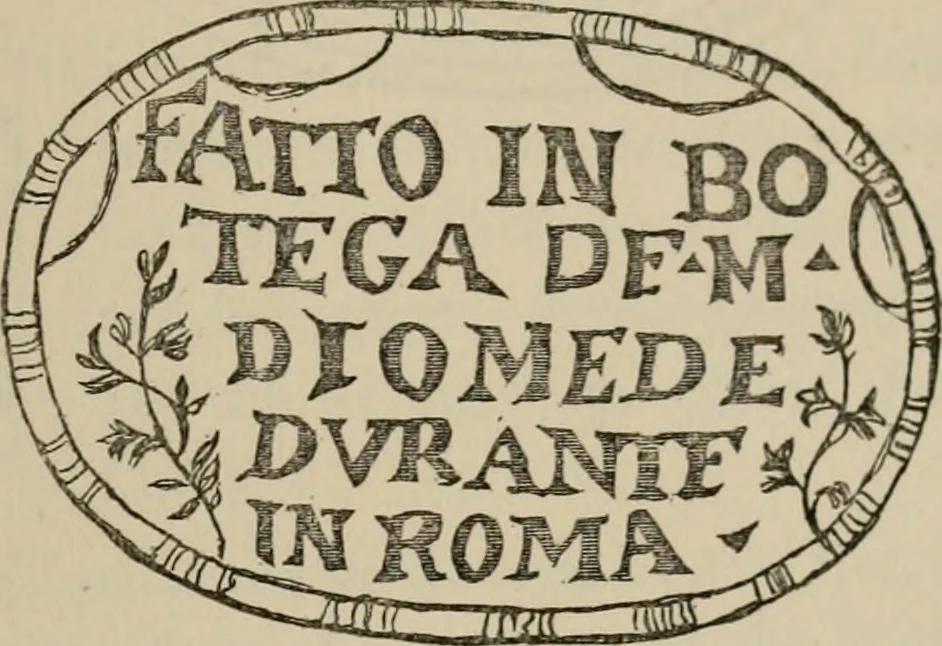 An illustration from A descriptive catalogue of the maiolica, Hispano-Moresco, Persian, Damascus, and Rhodian wares in the South Kensington Museum : with historical notes, marks, & monograms, 1873, leaf 665