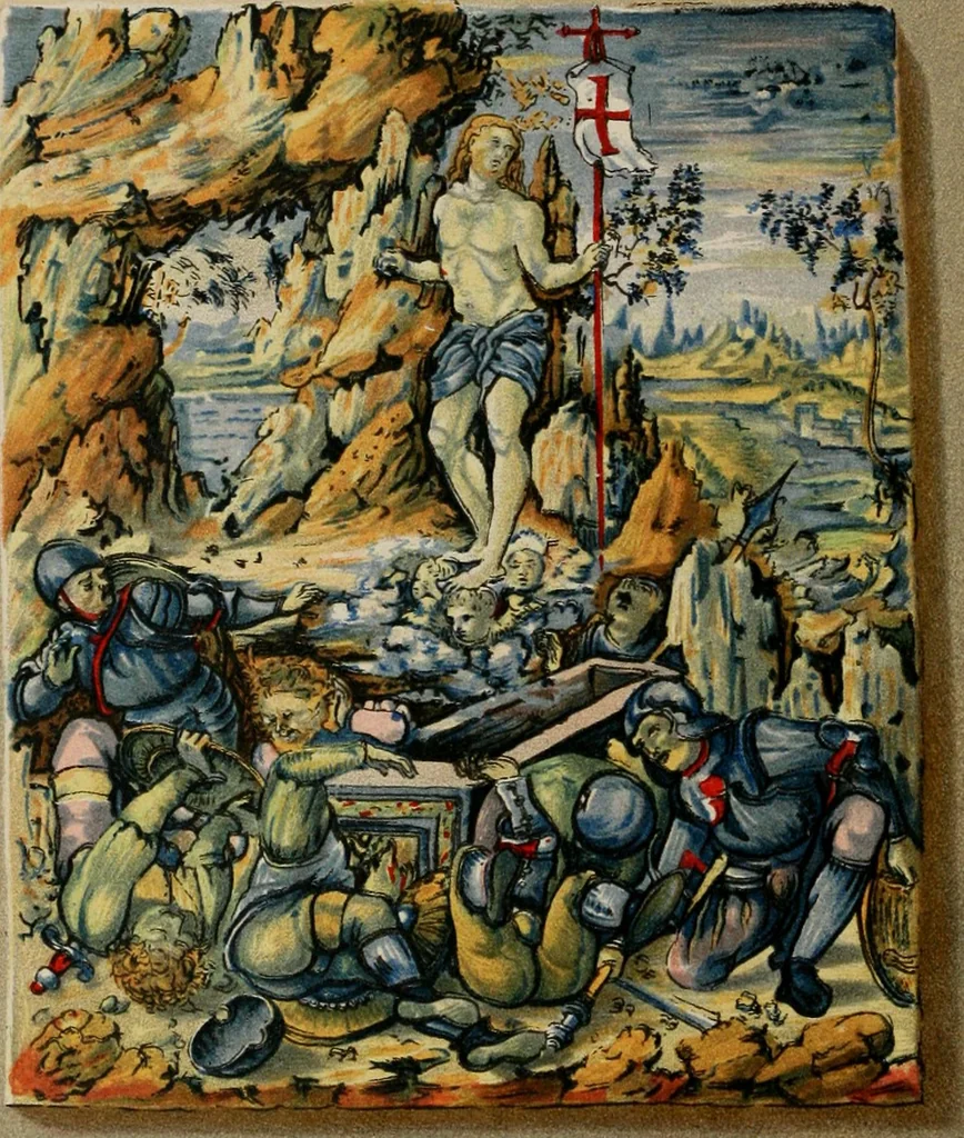 An illustration from A descriptive catalogue of the maiolica, Hispano-Moresco, Persian, Damascus, and Rhodian wares in the South Kensington Museum : with historical notes, marks, & monograms, 1873, leaf 734