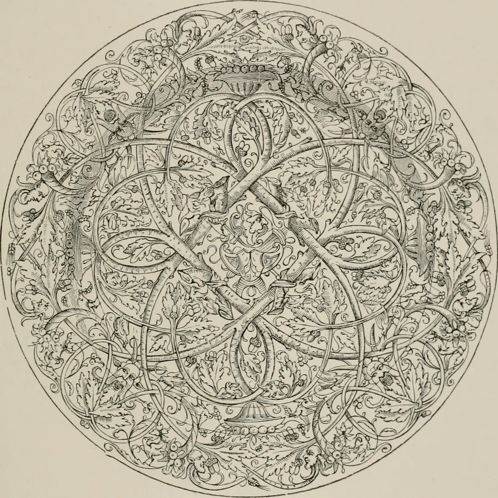 An illustration from A descriptive catalogue of the maiolica, Hispano-Moresco, Persian, Damascus, and Rhodian wares in the South Kensington Museum : with historical notes, marks, & monograms, 1873, leaf 807