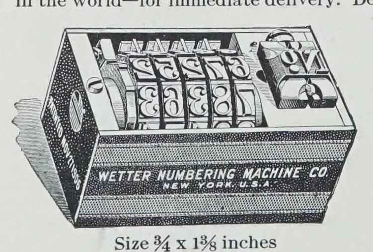 An illustration from Descriptive catalogue and price list of wood furniture, cylinder presses and job presses, cutters, die presses, punching machinery, stitching and sewing machines, paging and numbering machines, scoring and perforating machines, and all supplies for the printer, bookbinder, and all allied trades, 1910, leaf 142
