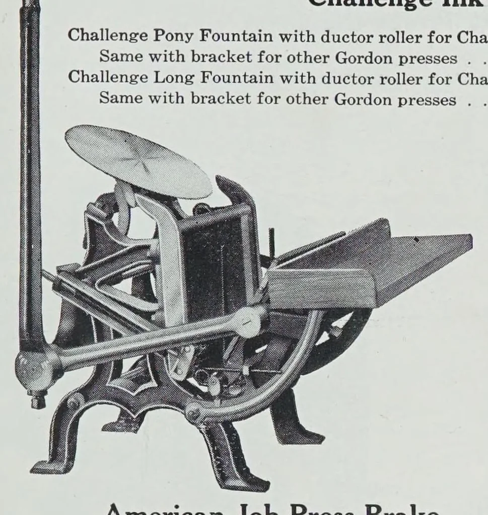 An illustration from Descriptive catalogue and price list of wood furniture, cylinder presses and job presses, cutters, die presses, punching machinery, stitching and sewing machines, paging and numbering machines, scoring and perforating machines, and all supplies for the printer, bookbinder, and all allied trades, 1910, leaf 91