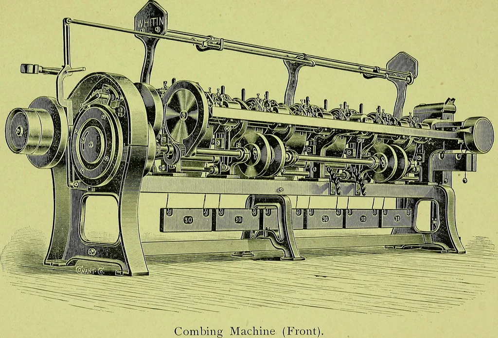 An illustration from Descriptive catalogue with directions for setting, care and use of combing machinery manufactured by the Whitin Machine Works : manufacturers of cotton machinery, Whitinsville, Mass., U.S.A, 1902, leaf 20