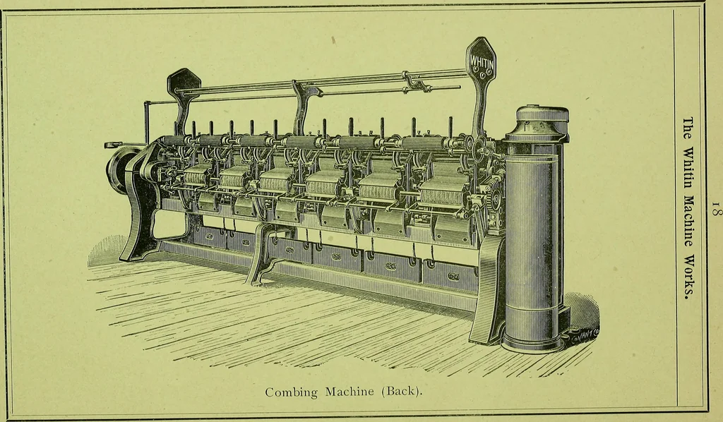 An illustration from Descriptive catalogue with directions for setting, care and use of combing machinery manufactured by the Whitin Machine Works : manufacturers of cotton machinery, Whitinsville, Mass., U.S.A, 1902, leaf 21