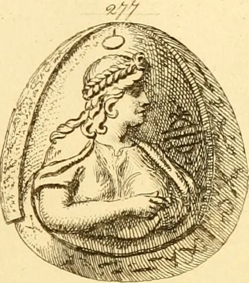An illustration from A descriptive catalogue of a general collection of ancient and modern engraved gems, cameos as well as intaglios : taken from the most celebrated cabinets in Europe ; and cast in coloured pastes, white enamel, and sulphur, 1791, leaf 398