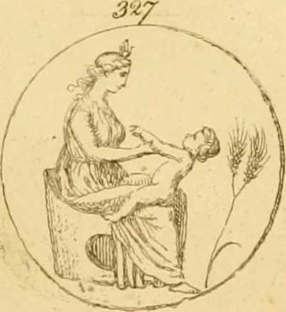 An illustration from A descriptive catalogue of a general collection of ancient and modern engraved gems, cameos as well as intaglios : taken from the most celebrated cabinets in Europe ; and cast in coloured pastes, white enamel, and sulphur, 1791, leaf 398