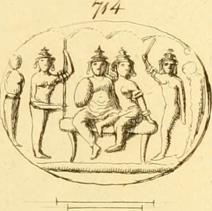 An illustration from A descriptive catalogue of a general collection of ancient and modern engraved gems, cameos as well as intaglios : taken from the most celebrated cabinets in Europe ; and cast in coloured pastes, white enamel, and sulphur, 1791, leaf 410