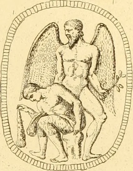 An illustration from A descriptive catalogue of a general collection of ancient and modern engraved gems, cameos as well as intaglios : taken from the most celebrated cabinets in Europe ; and cast in coloured pastes, white enamel, and sulphur, 1791, leaf 412