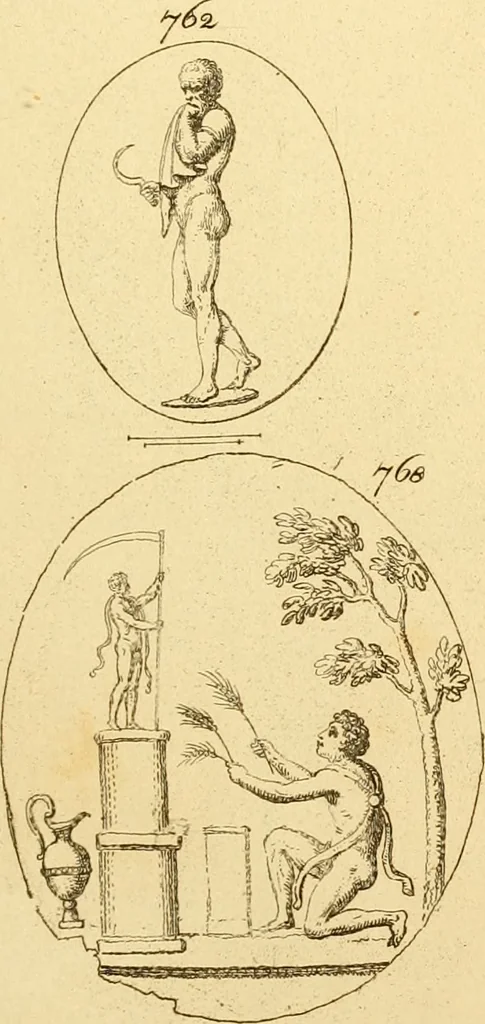 An illustration from A descriptive catalogue of a general collection of ancient and modern engraved gems, cameos as well as intaglios : taken from the most celebrated cabinets in Europe ; and cast in coloured pastes, white enamel, and sulphur, 1791, leaf 412