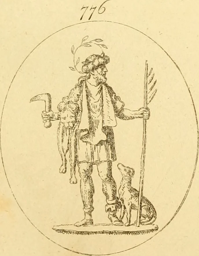 An illustration from A descriptive catalogue of a general collection of ancient and modern engraved gems, cameos as well as intaglios : taken from the most celebrated cabinets in Europe ; and cast in coloured pastes, white enamel, and sulphur, 1791, leaf 414