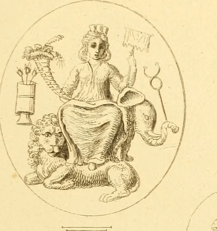 An illustration from A descriptive catalogue of a general collection of ancient and modern engraved gems, cameos as well as intaglios : taken from the most celebrated cabinets in Europe ; and cast in coloured pastes, white enamel, and sulphur, 1791, leaf 416