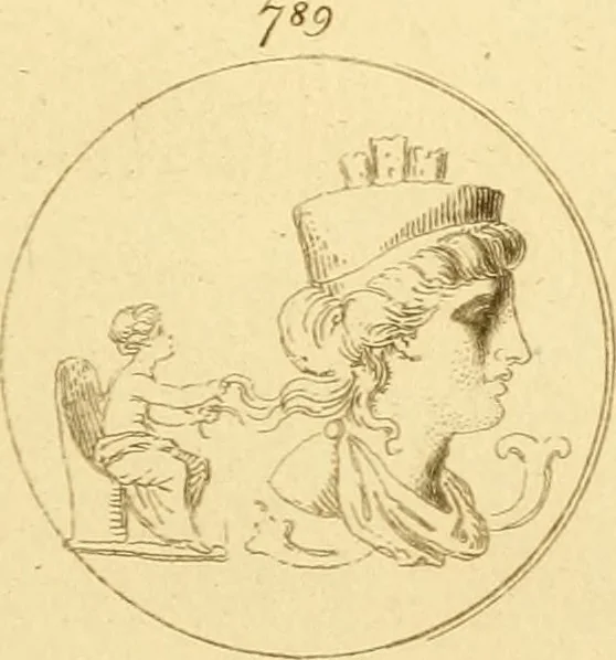 An illustration from A descriptive catalogue of a general collection of ancient and modern engraved gems, cameos as well as intaglios : taken from the most celebrated cabinets in Europe ; and cast in coloured pastes, white enamel, and sulphur, 1791, leaf 416