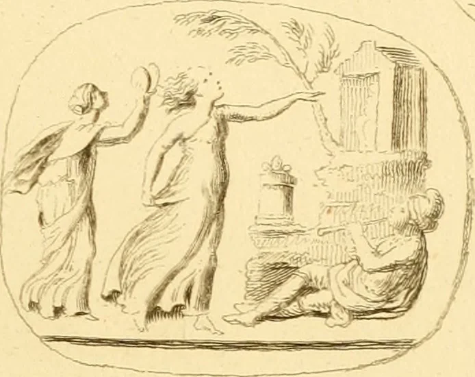 An illustration from A descriptive catalogue of a general collection of ancient and modern engraved gems, cameos as well as intaglios : taken from the most celebrated cabinets in Europe ; and cast in coloured pastes, white enamel, and sulphur, 1791, leaf 416