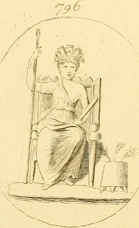 An illustration from A descriptive catalogue of a general collection of ancient and modern engraved gems, cameos as well as intaglios : taken from the most celebrated cabinets in Europe ; and cast in coloured pastes, white enamel, and sulphur, 1791, leaf 416