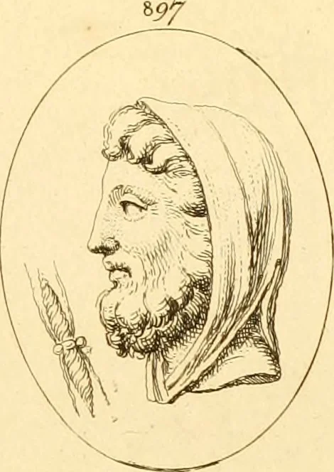 An illustration from A descriptive catalogue of a general collection of ancient and modern engraved gems, cameos as well as intaglios : taken from the most celebrated cabinets in Europe ; and cast in coloured pastes, white enamel, and sulphur, 1791, leaf 422