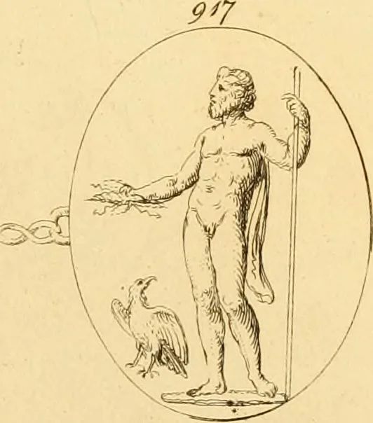 An illustration from A descriptive catalogue of a general collection of ancient and modern engraved gems, cameos as well as intaglios : taken from the most celebrated cabinets in Europe ; and cast in coloured pastes, white enamel, and sulphur, 1791, leaf 422