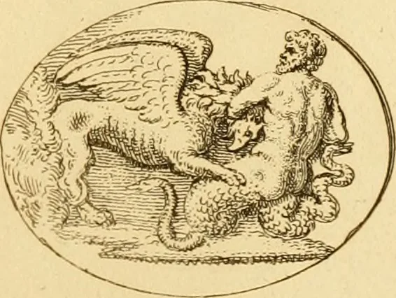An illustration from A descriptive catalogue of a general collection of ancient and modern engraved gems, cameos as well as intaglios : taken from the most celebrated cabinets in Europe ; and cast in coloured pastes, white enamel, and sulphur, 1791, leaf 424