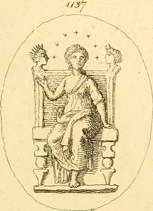 An illustration from A descriptive catalogue of a general collection of ancient and modern engraved gems, cameos as well as intaglios : taken from the most celebrated cabinets in Europe ; and cast in coloured pastes, white enamel, and sulphur, 1791, leaf 426