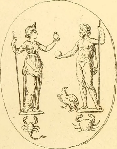 An illustration from A descriptive catalogue of a general collection of ancient and modern engraved gems, cameos as well as intaglios : taken from the most celebrated cabinets in Europe ; and cast in coloured pastes, white enamel, and sulphur, 1791, leaf 426