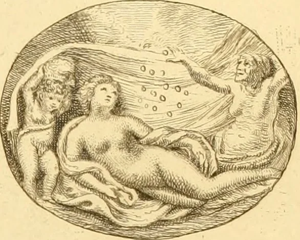 An illustration from A descriptive catalogue of a general collection of ancient and modern engraved gems, cameos as well as intaglios : taken from the most celebrated cabinets in Europe ; and cast in coloured pastes, white enamel, and sulphur, 1791, leaf 428