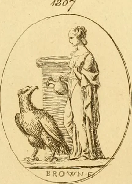 An illustration from A descriptive catalogue of a general collection of ancient and modern engraved gems, cameos as well as intaglios : taken from the most celebrated cabinets in Europe ; and cast in coloured pastes, white enamel, and sulphur, 1791, leaf 428