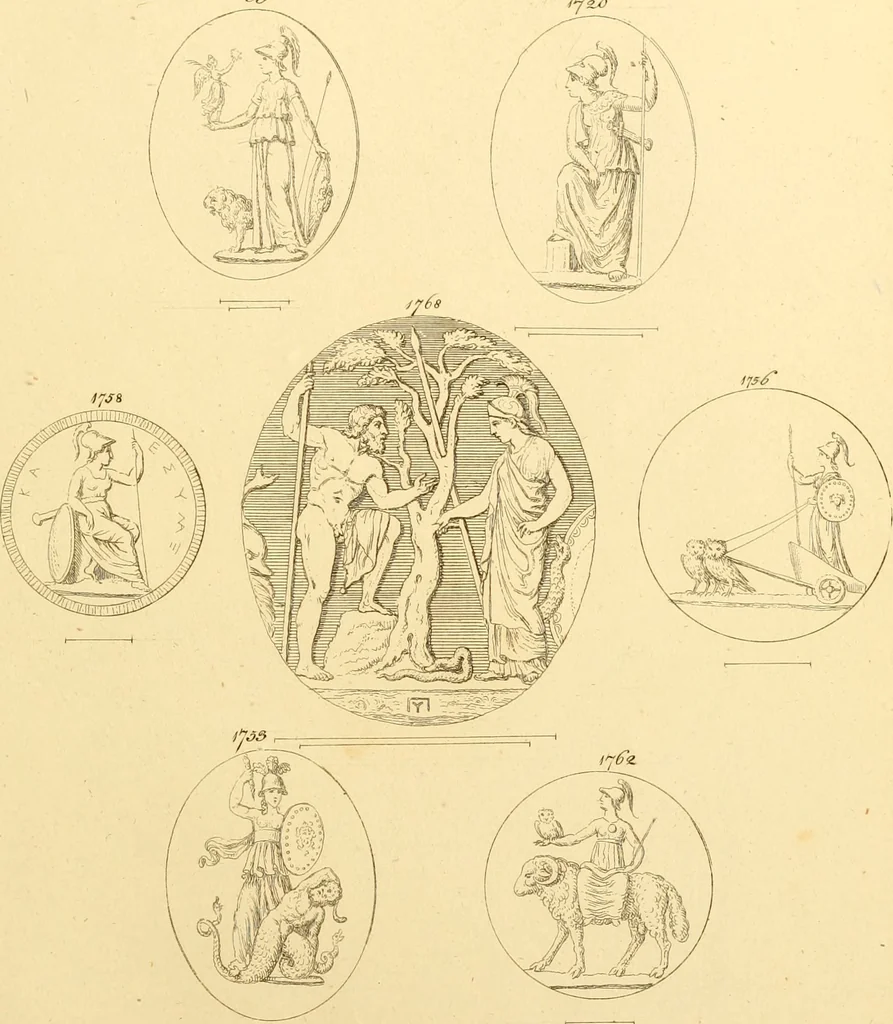 An illustration from A descriptive catalogue of a general collection of ancient and modern engraved gems, cameos as well as intaglios : taken from the most celebrated cabinets in Europe ; and cast in coloured pastes, white enamel, and sulphur, 1791, leaf 436