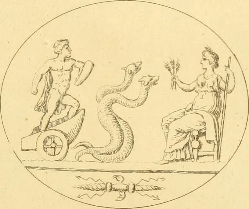 An illustration from A descriptive catalogue of a general collection of ancient and modern engraved gems, cameos as well as intaglios : taken from the most celebrated cabinets in Europe ; and cast in coloured pastes, white enamel, and sulphur, 1791, leaf 438
