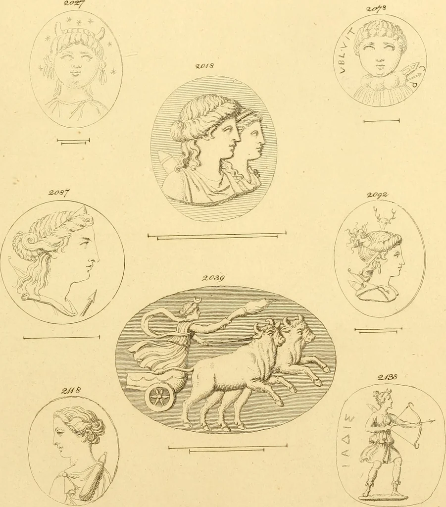 An illustration from A descriptive catalogue of a general collection of ancient and modern engraved gems, cameos as well as intaglios : taken from the most celebrated cabinets in Europe ; and cast in coloured pastes, white enamel, and sulphur, 1791, leaf 440