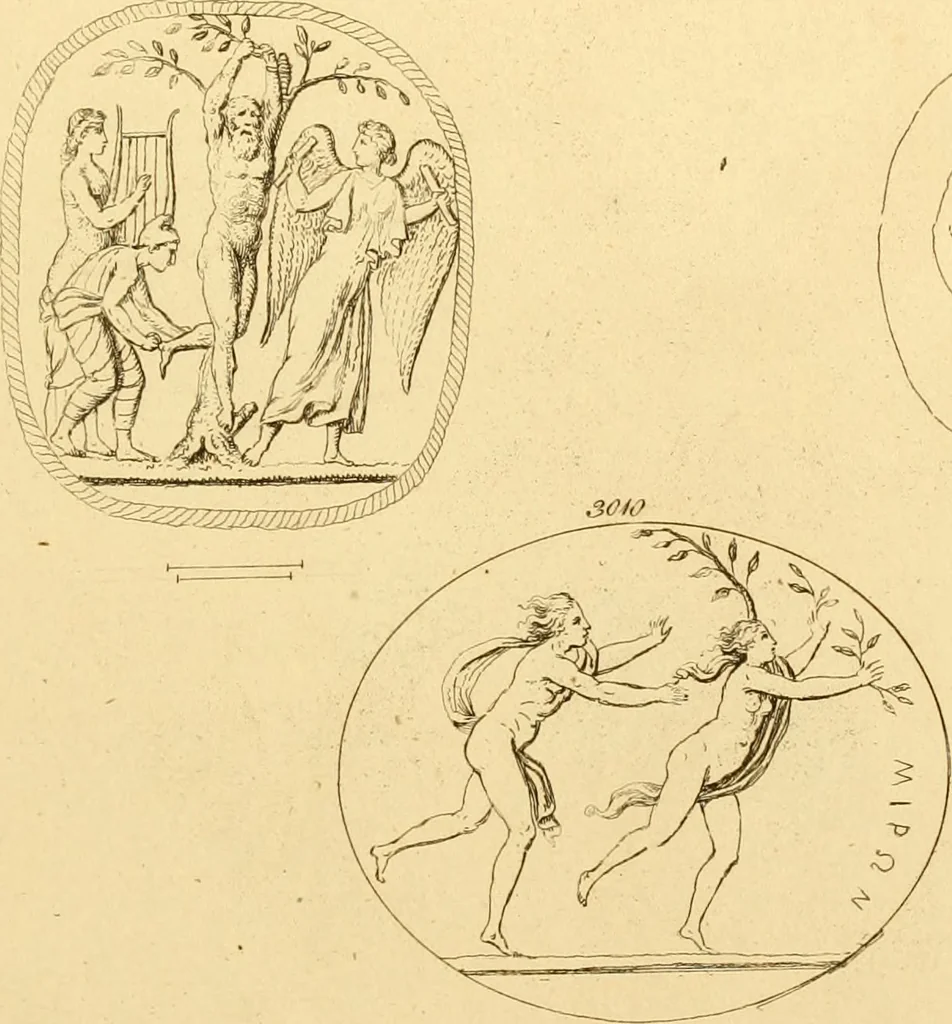 An illustration from A descriptive catalogue of a general collection of ancient and modern engraved gems, cameos as well as intaglios : taken from the most celebrated cabinets in Europe ; and cast in coloured pastes, white enamel, and sulphur, 1791, leaf 448