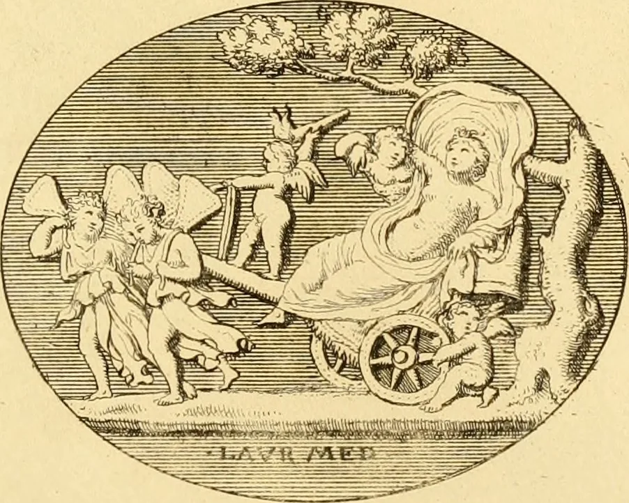 An illustration from A descriptive catalogue of a general collection of ancient and modern engraved gems, cameos as well as intaglios : taken from the most celebrated cabinets in Europe ; and cast in coloured pastes, white enamel, and sulphur, 1791, leaf 454