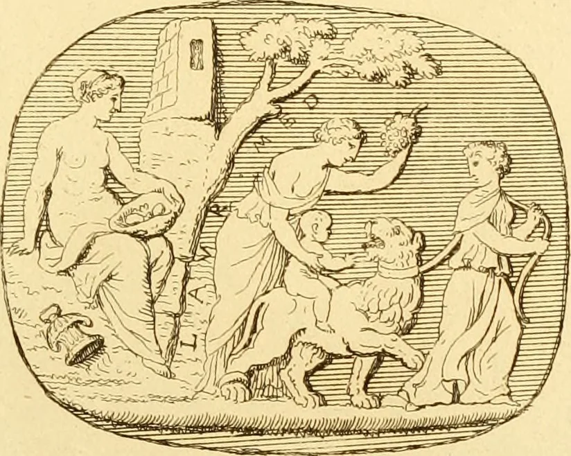 An illustration from A descriptive catalogue of a general collection of ancient and modern engraved gems, cameos as well as intaglios : taken from the most celebrated cabinets in Europe ; and cast in coloured pastes, white enamel, and sulphur, 1791, leaf 458