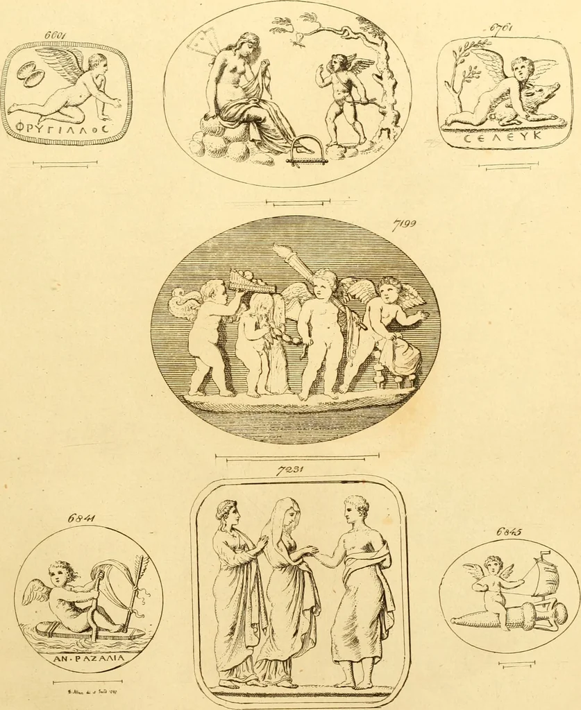 An illustration from A descriptive catalogue of a general collection of ancient and modern engraved gems, cameos as well as intaglios : taken from the most celebrated cabinets in Europe ; and cast in coloured pastes, white enamel, and sulphur, 1791, leaf 468