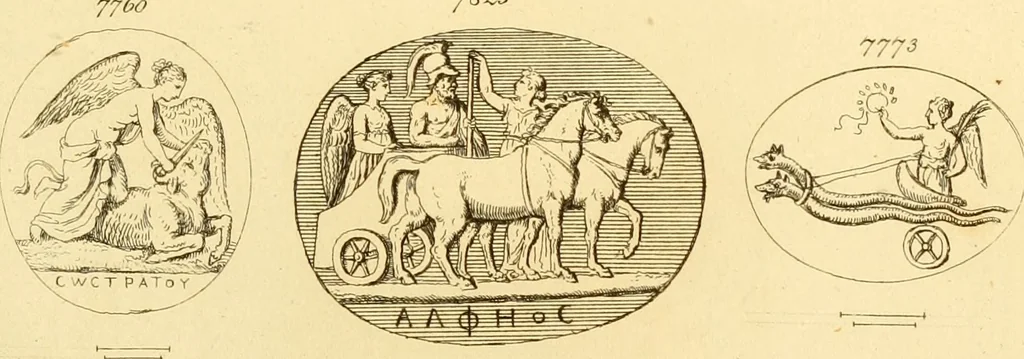 An illustration from A descriptive catalogue of a general collection of ancient and modern engraved gems, cameos as well as intaglios : taken from the most celebrated cabinets in Europe ; and cast in coloured pastes, white enamel, and sulphur, 1791, leaf 474