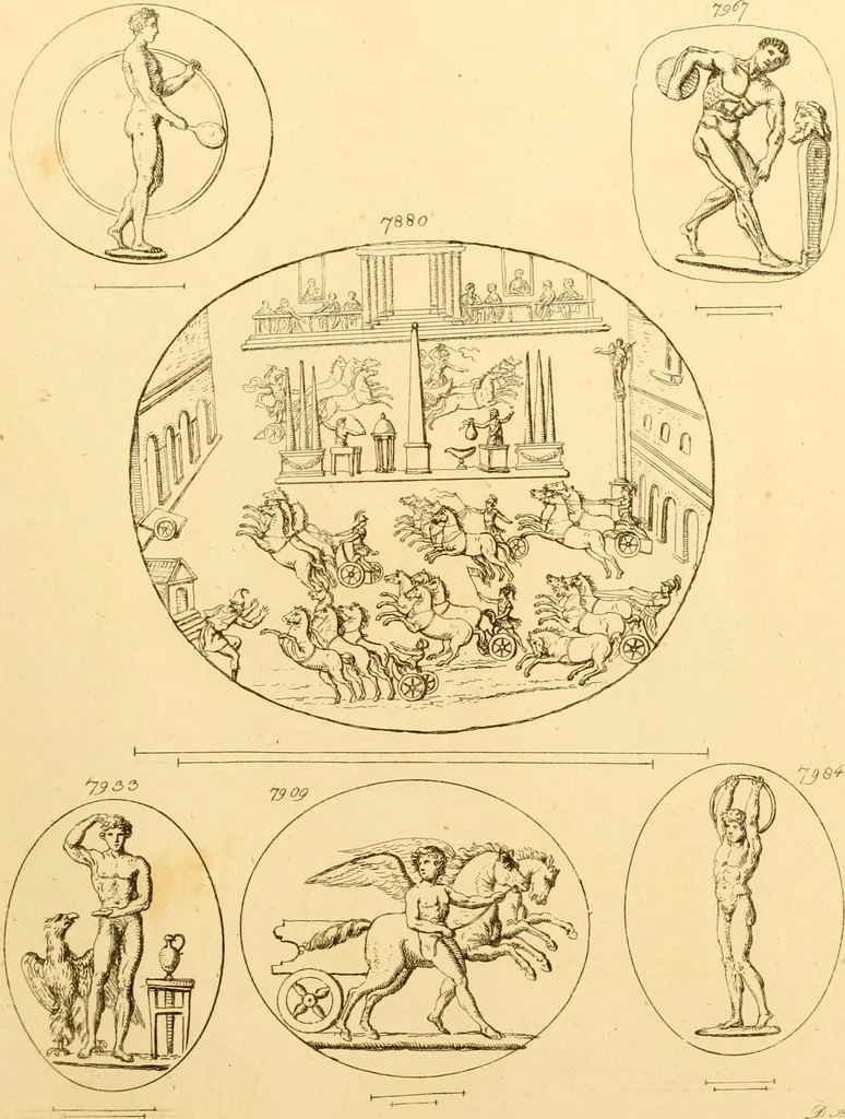 An illustration from A descriptive catalogue of a general collection of ancient and modern engraved gems, cameos as well as intaglios : taken from the most celebrated cabinets in Europe ; and cast in coloured pastes, white enamel, and sulphur, 1791, leaf 478