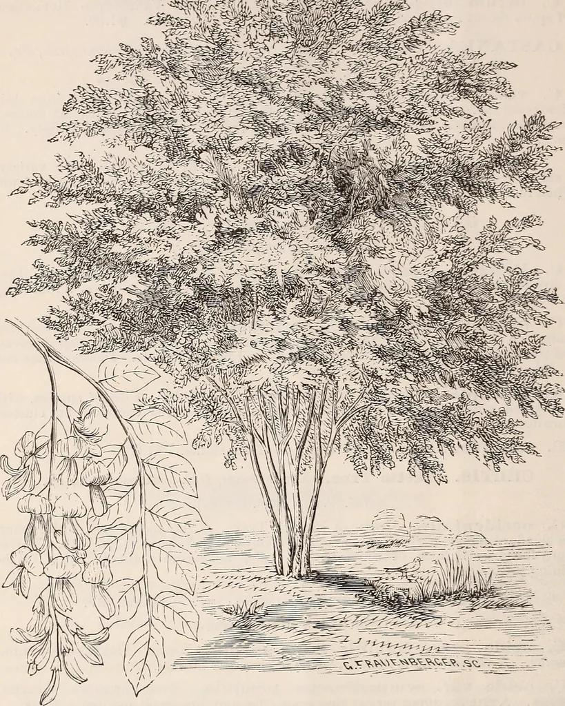 An illustration from Descriptive catalogue of ornamental trees, shrubs, roses, flowering plants, &c, 1875, leaf 18