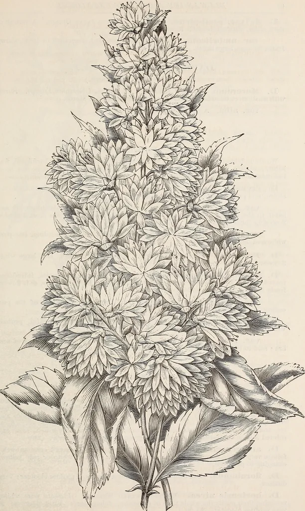 An illustration from Descriptive catalogue of ornamental trees, shrubs, roses, flowering plants, &c, 1875, leaf 63