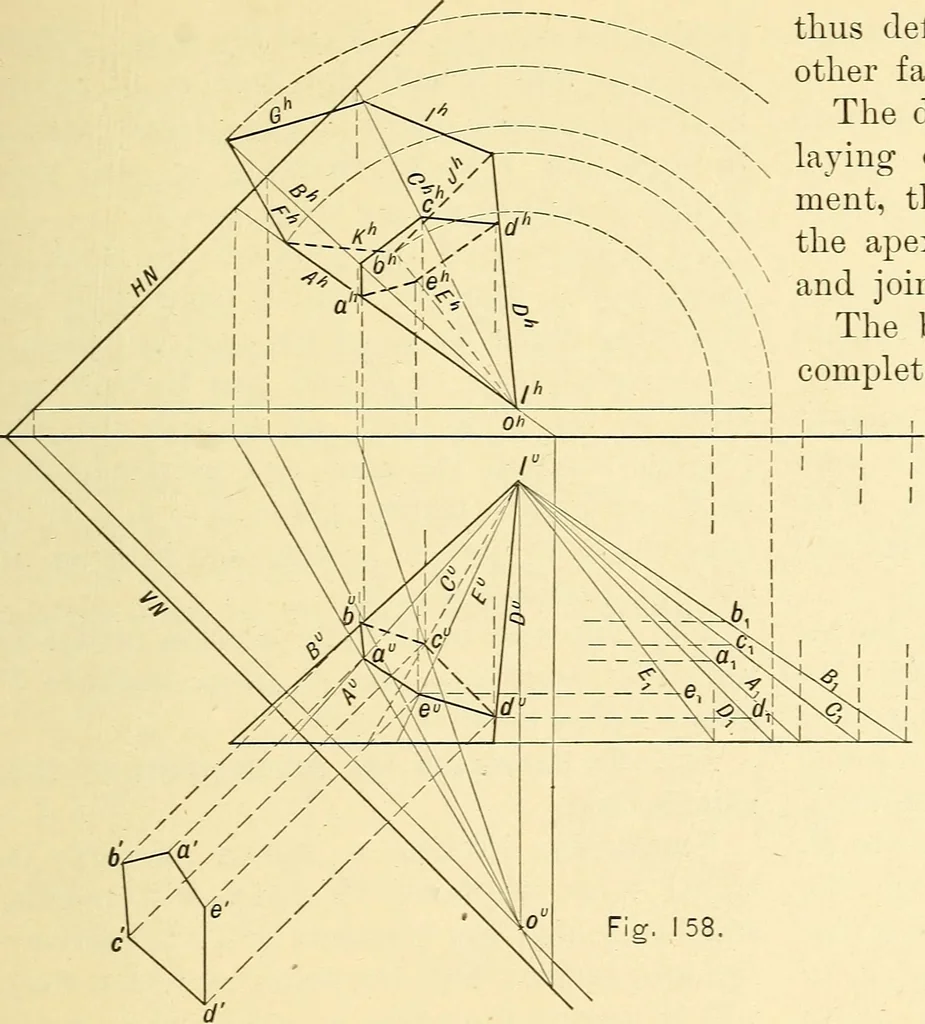 An illustration from Descriptive geometry, 1909, leaf 102