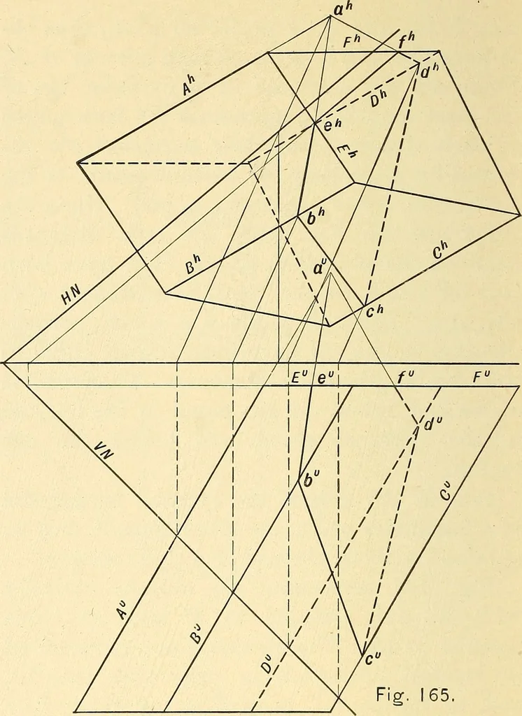 An illustration from Descriptive geometry, 1909, leaf 109