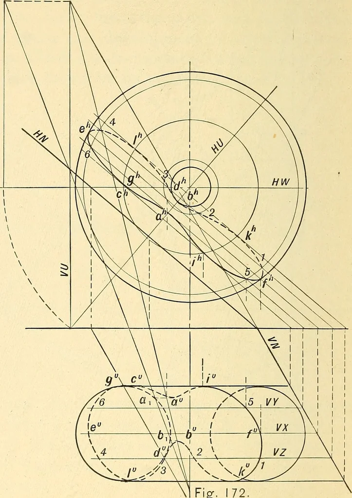 An illustration from Descriptive geometry, 1909, leaf 115