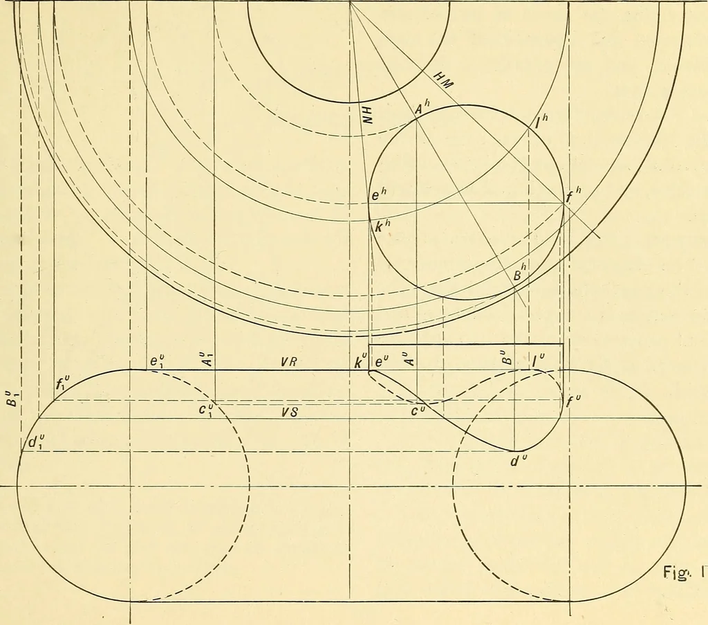 An illustration from Descriptive geometry, 1909, leaf 124