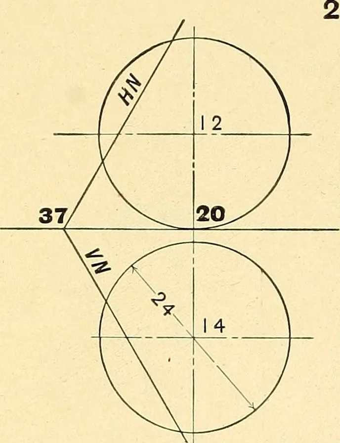 An illustration from Descriptive geometry, 1909, leaf 175