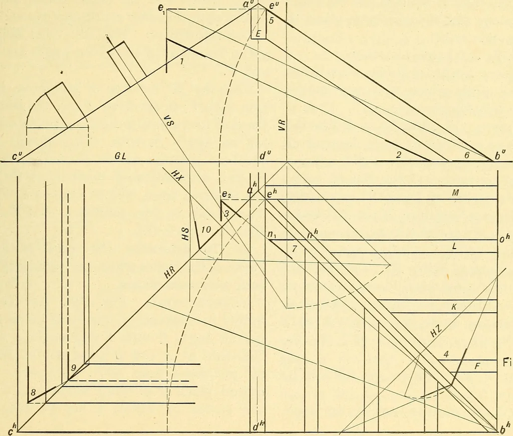 An illustration from Descriptive geometry, 1909, leaf 78