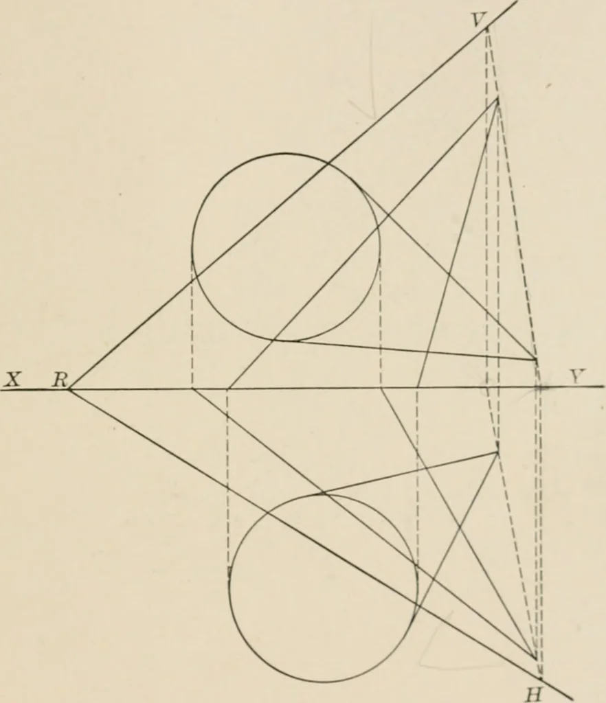 An illustration from Descriptive geometry for students in engineering science and architecture; a carefully graded course of instruction, 1915, leaf 118