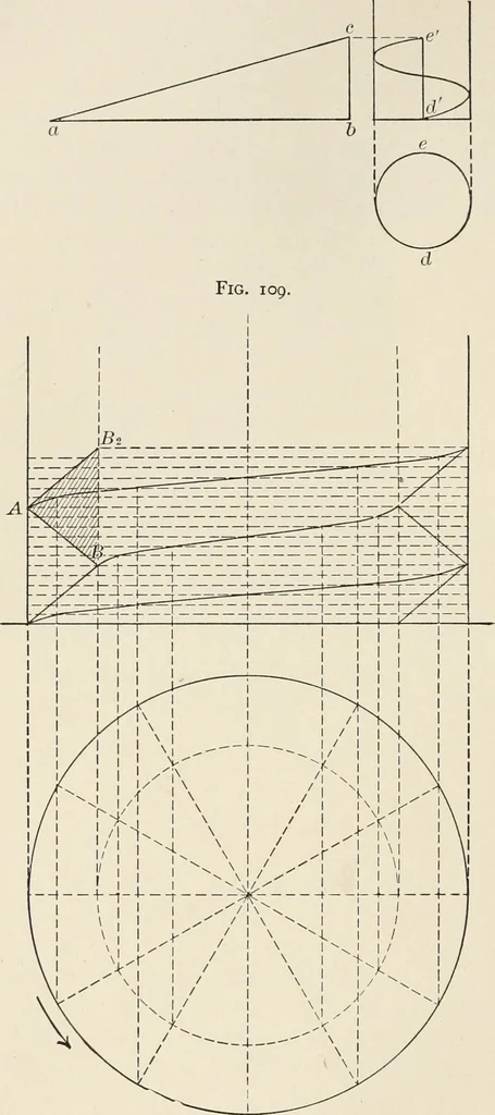 An illustration from Descriptive geometry for students in engineering science and architecture; a carefully graded course of instruction, 1915, leaf 121