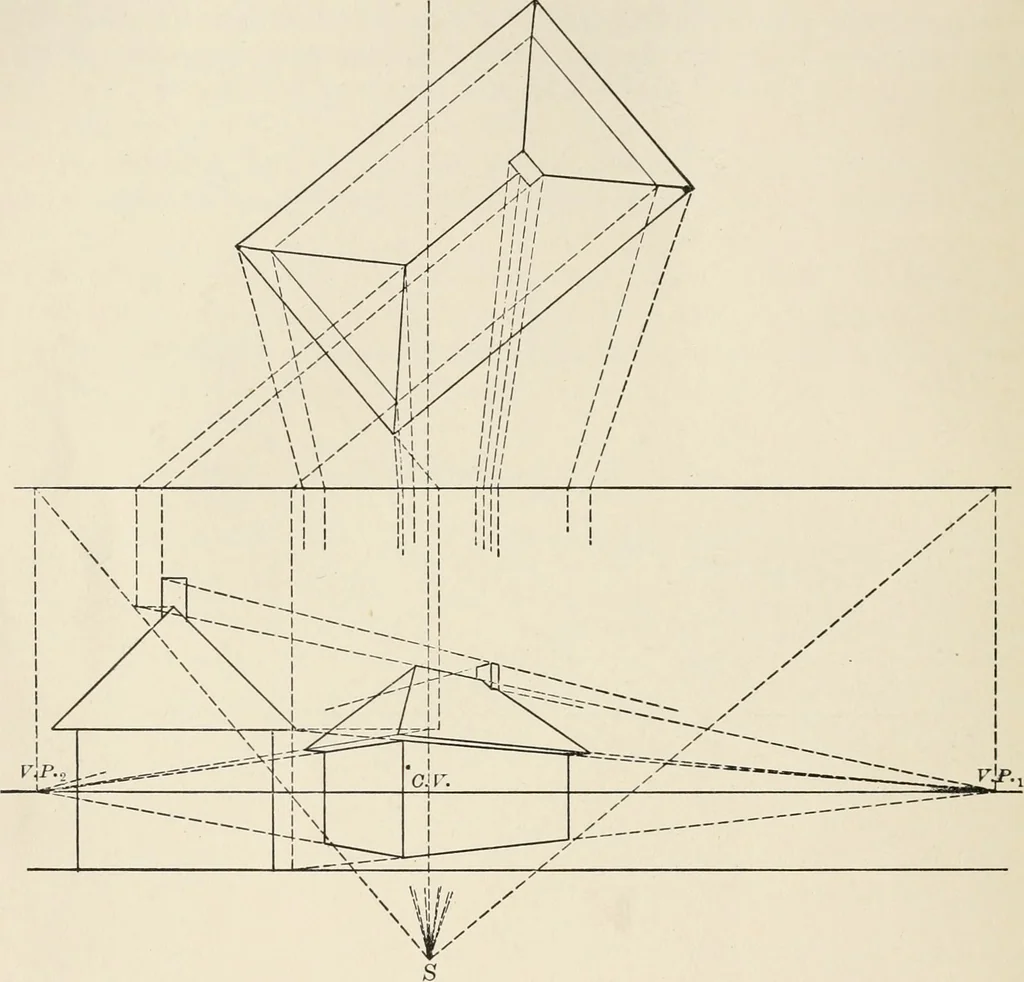 An illustration from Descriptive geometry for students in engineering science and architecture; a carefully graded course of instruction, 1915, leaf 129