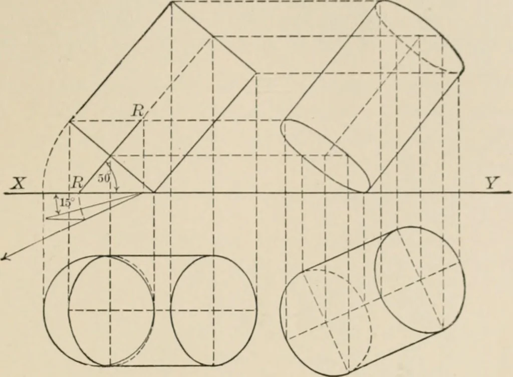 An illustration from Descriptive geometry for students in engineering science and architecture; a carefully graded course of instruction, 1915, leaf 42