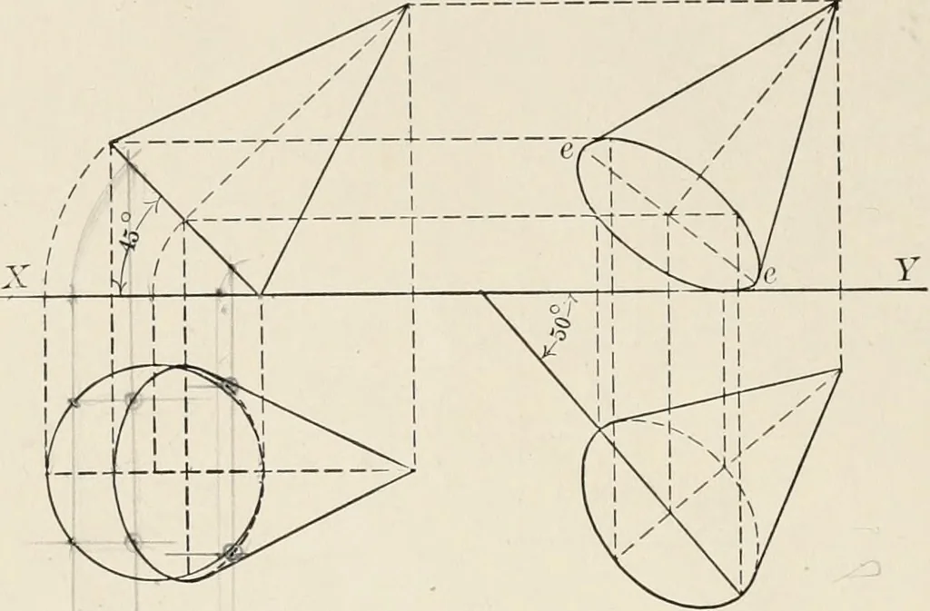 An illustration from Descriptive geometry for students in engineering science and architecture; a carefully graded course of instruction, 1915, leaf 43